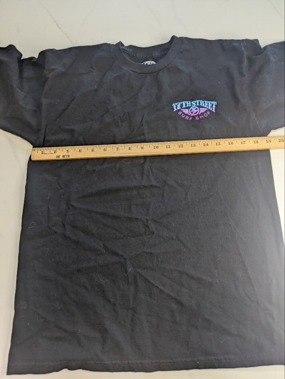 17th Street Surf Shop Graphic Tee Medium M Black Retro Lightning Bolt Wings - Picture 5 of 7